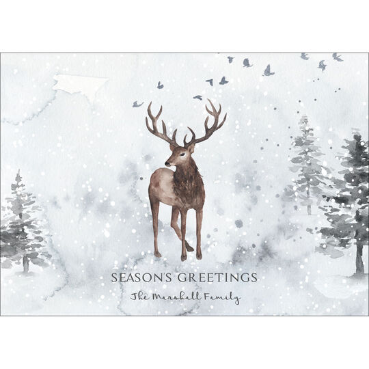 Snowy Deer Flat Holiday Cards